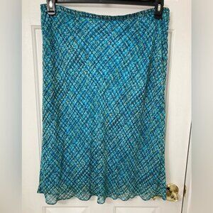 Blue and Green Patterned Maxi Skirt